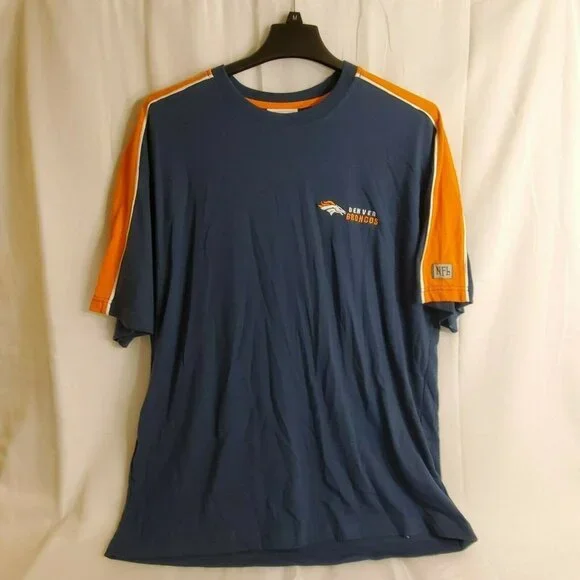 NFL Denver Broncos Embroidered Logo T-Shirt Blue and Orange XL - Picture 2 of 5